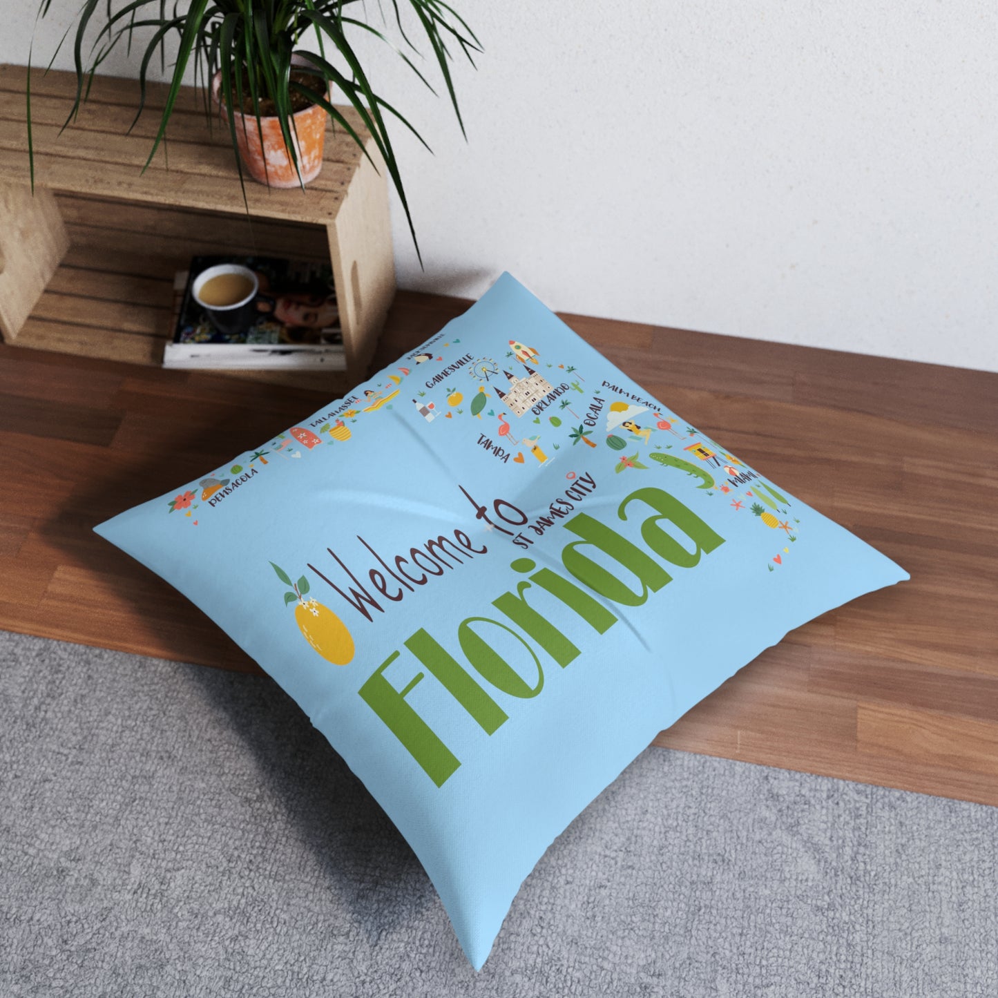 Florida Map Floor Pillow