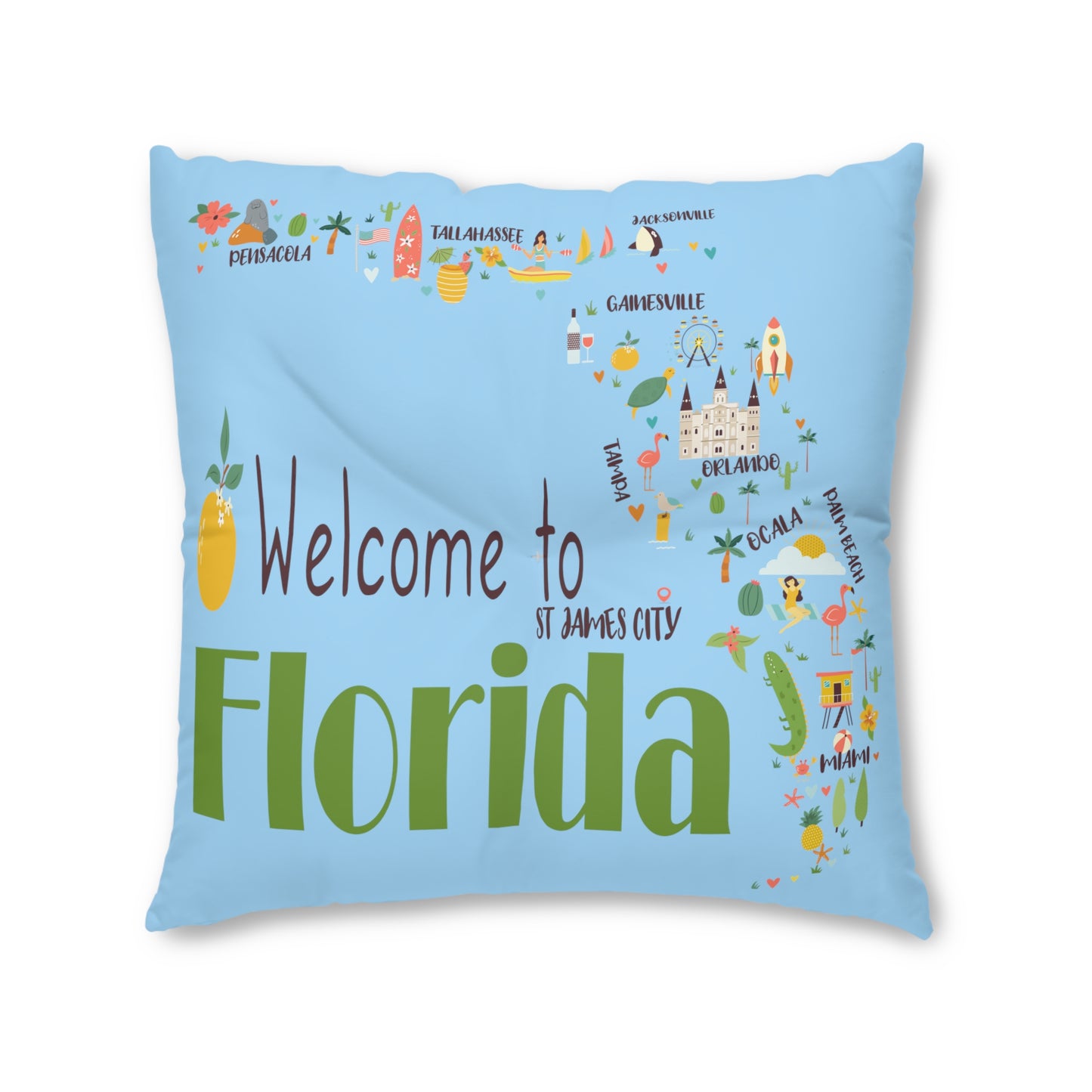 Florida Map Floor Pillow