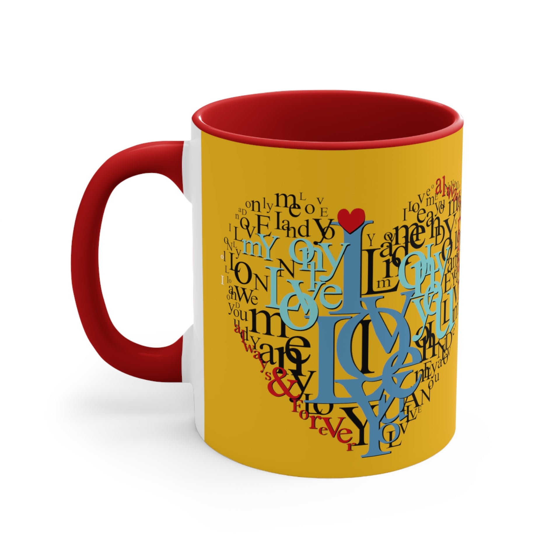 I Love You Typography Heart Mug