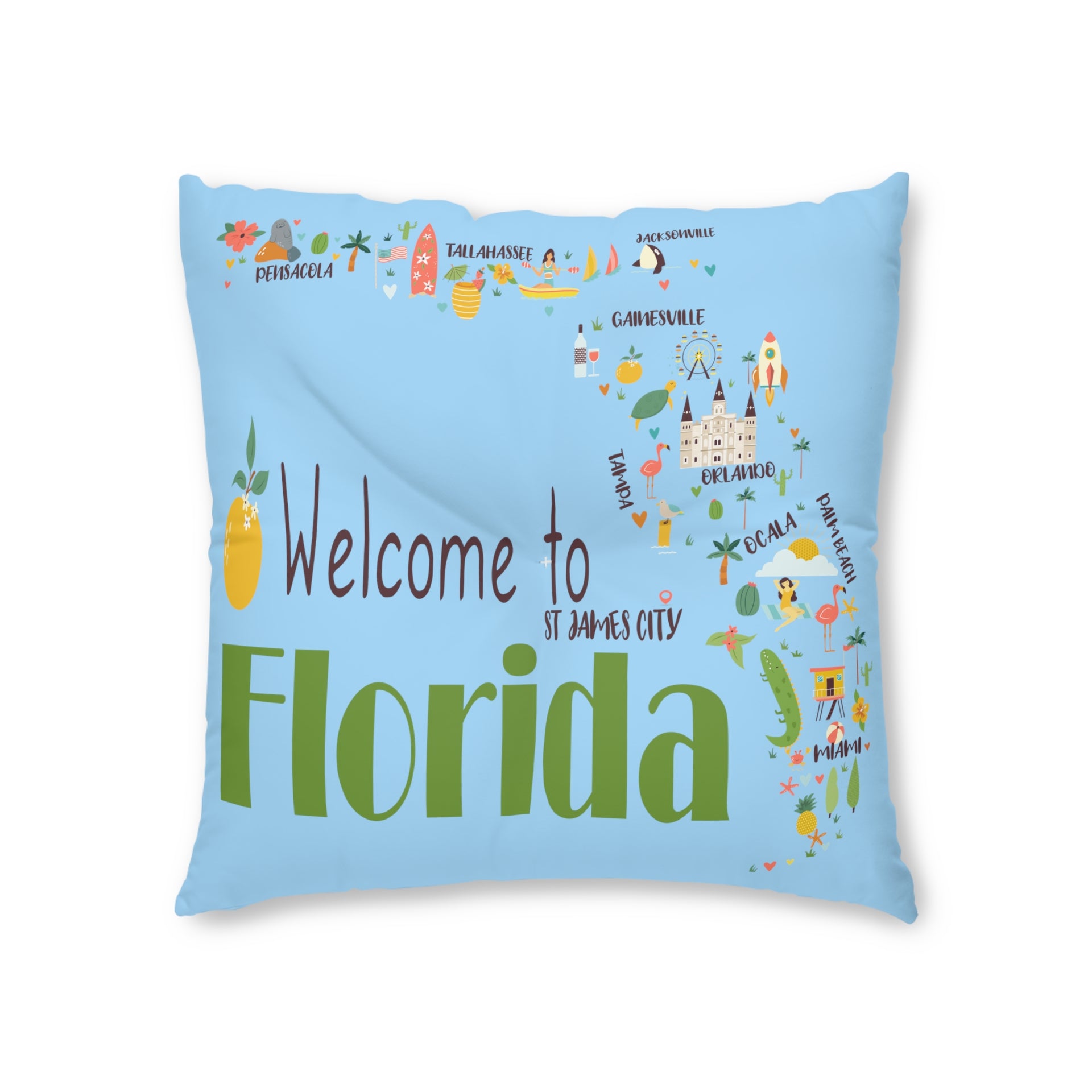 Florida Map Floor Pillow