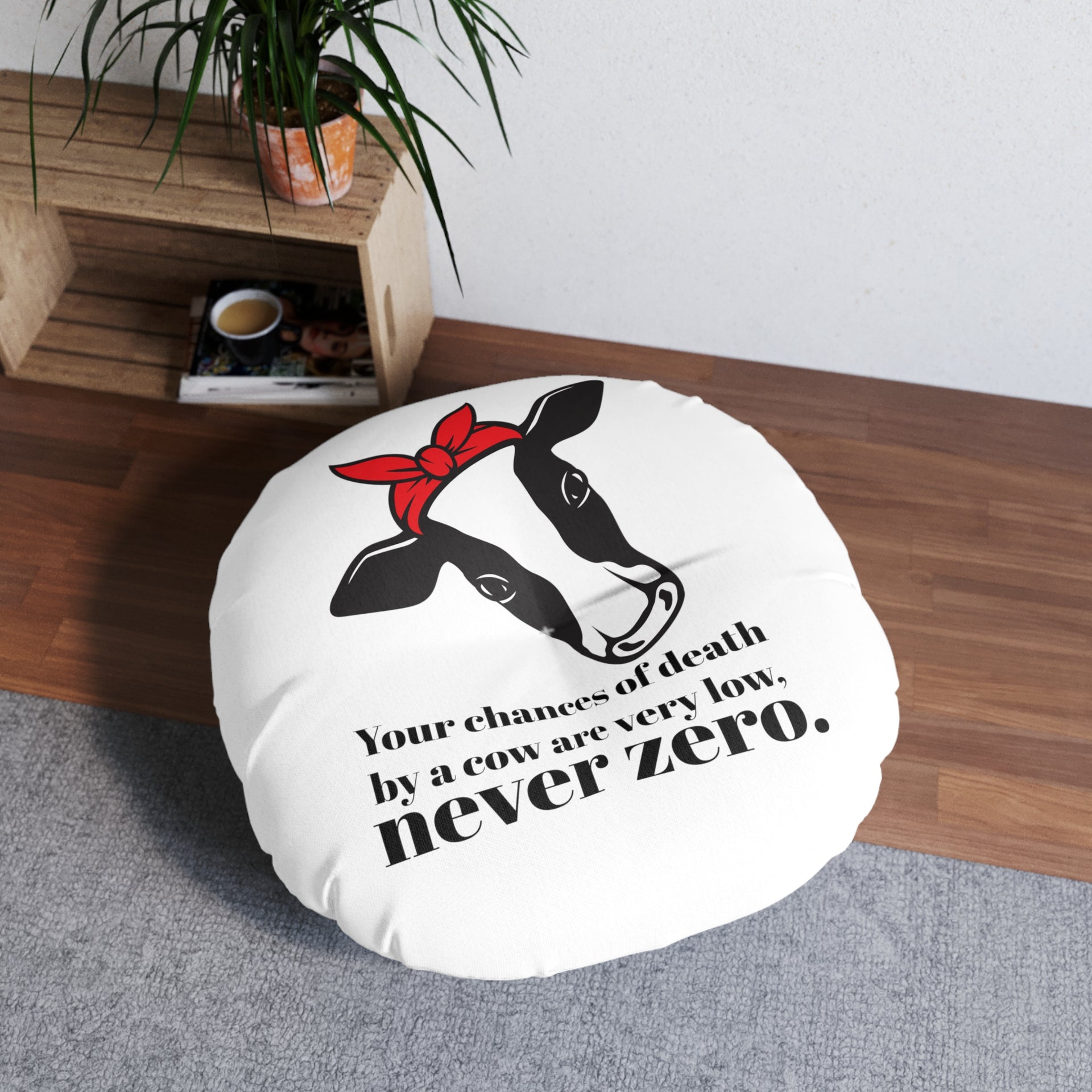 Death by Cow Floor Pillow